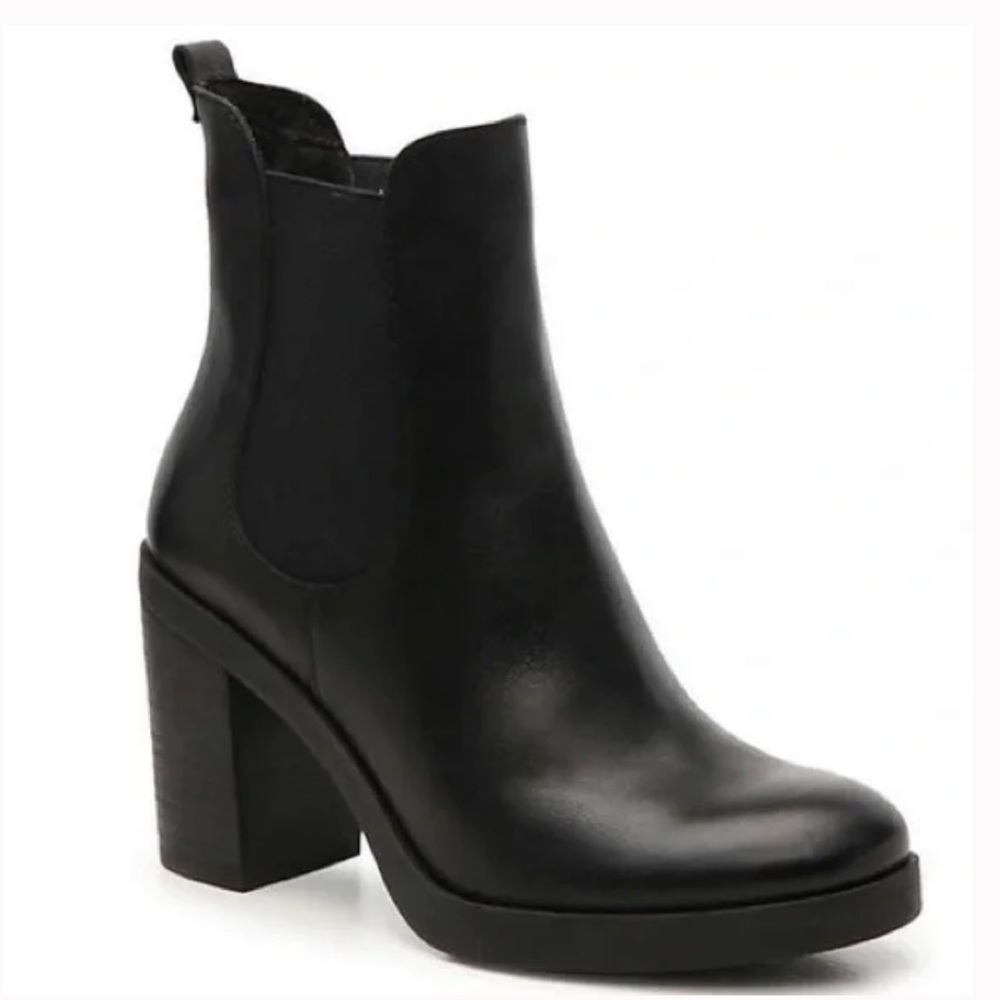 Crown Vintage- After Hours Leather Chelsea Booties- black- 9